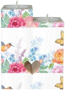 Hummingbird Butterfly Flower Candle Holder Set