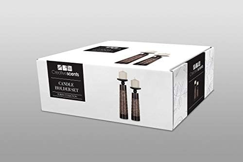 Creative Scents Dublin Brown Pillar Candle Holder Set of 2