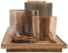 Elegant Brown Glass Votive Set