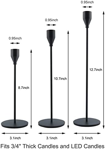 Elegant Matte Black Taper Candle Holder Set