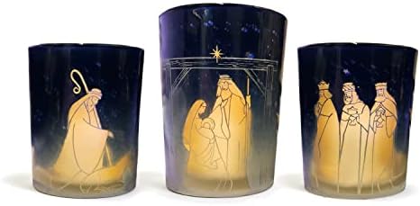 Twos Company Nativity Scene Gold Candleholder Set - Adds a Sparkle of Joy