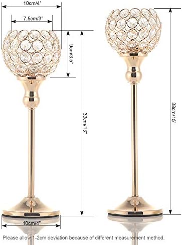 VINCIGANT Gold Crystal Candle Holders Set of 2