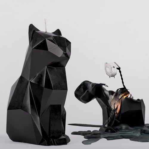 Black Gothic Candle Set - Octopus Cat with Hidden Skeleton