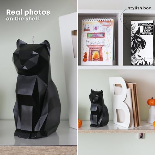 Black Gothic Candle Set - Octopus Cat with Hidden Skeleton