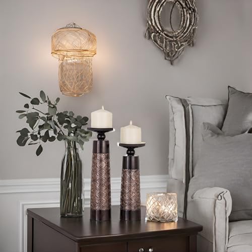 Creative Scents Dublin Brown Pillar Candle Holder Set of 2