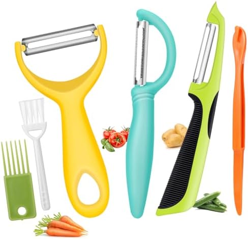 Upgrade Stainless Steel Potato Peeler - 6PCS Kitchen Tool with Easy Peeling Ergonomic Design