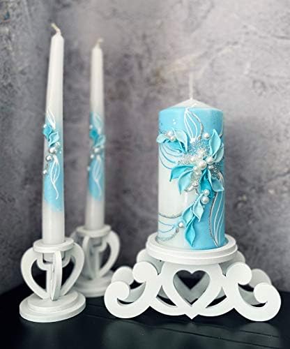 Pillar Taper Wedding Candle Set Wedsy WeddingCandleSet2Tapers10Turquoise
