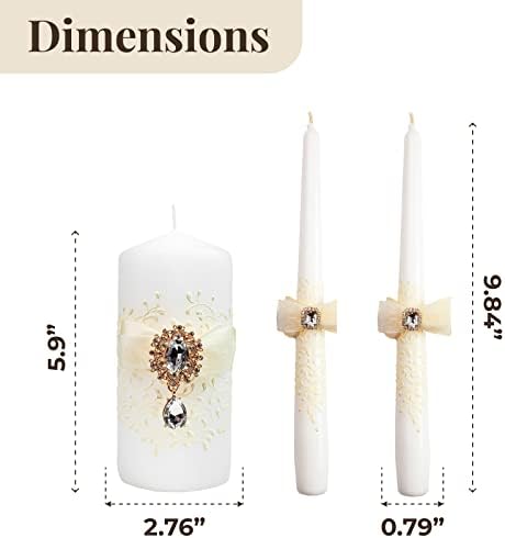 Elegant Big White Unity Candle Set