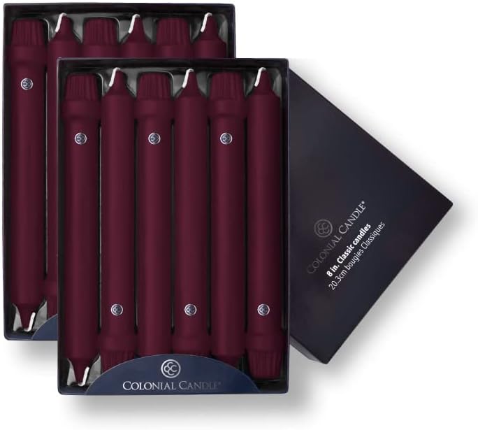 Elegant Fall Scent 8-Inch Taper Candles - Pack of 12