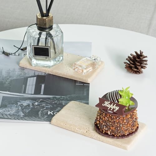 BCS Natural Travertine Candle Plate 6x3 Inch Candle Tray 2PCS