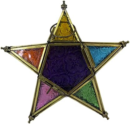 Sturdy Iron Candle Holder Lantern - Brown Star 8