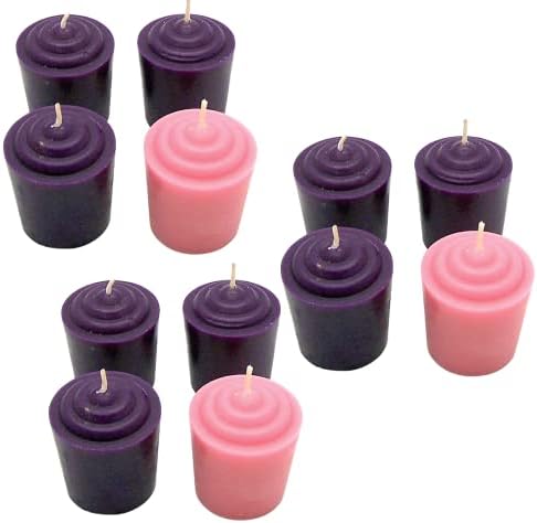 Four Piece Advent Votive Candle Set with 3 Purple and 1 Pink