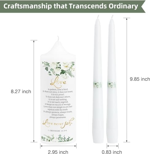 3-Unity Floral Candles Wedding Ceremony Set with Silver Holder