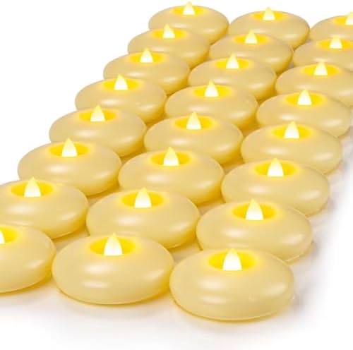 Homemory 24 Pack 3 Flameless LED Floating Candles Ivory Base