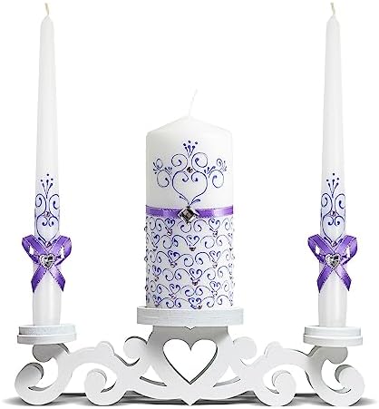 VABA Unity Violet Wedding Candles Set - Ceremony Unity Candles Set of 3
