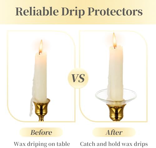 Hewory Glass Bobeches for Candle Drip Catcher