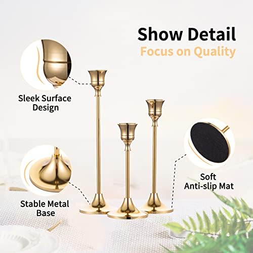 Brass Gold Candleholders Set - Taper Candle Stands