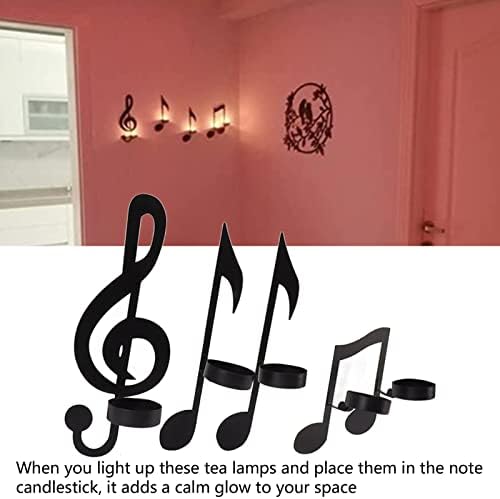 4Pcs Wall Sconces Black Metal Music Note Candle Holders