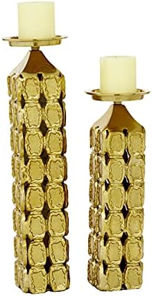 Deco 79 Modern Aluminum Cylinder Candle Holder Set