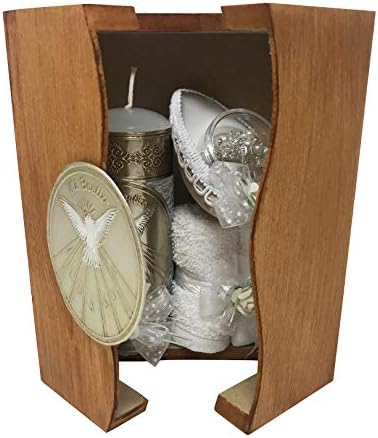Mexican Artisans Baptism Candle Set in a Wooden Box