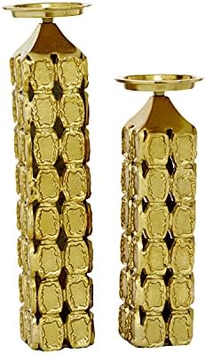 Deco 79 Modern Aluminum Cylinder Candle Holder Set