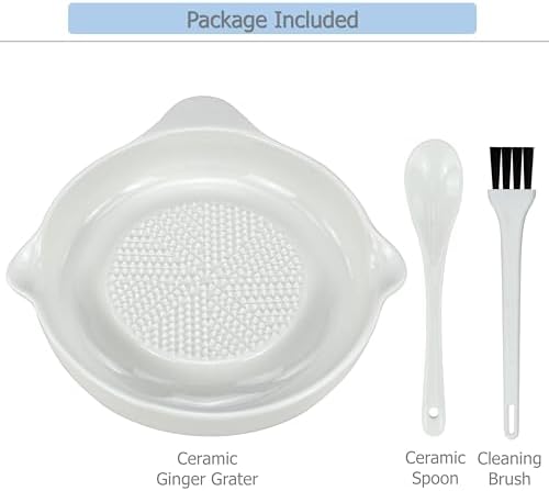 EIKSS Ceramic Grater Set with Spoon and Brush