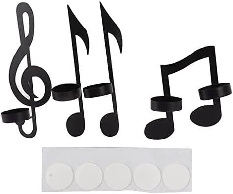 4Pcs Wall Sconces Black Metal Music Note Candle Holders