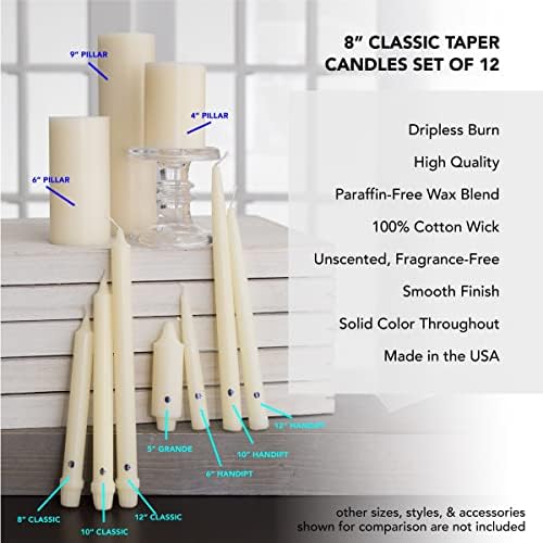 Elegant Fall Scent 8-Inch Taper Candles - Pack of 12