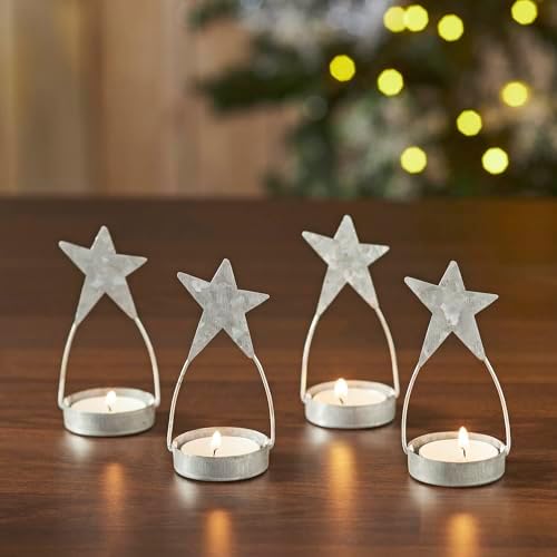 Star Tealight Holder Set Galvanized
