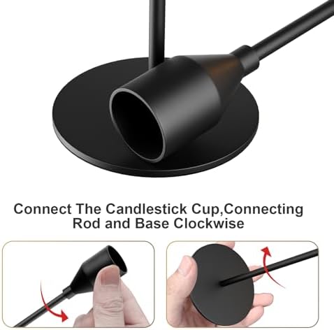 Elegant Matte Black Taper Candle Holder Set