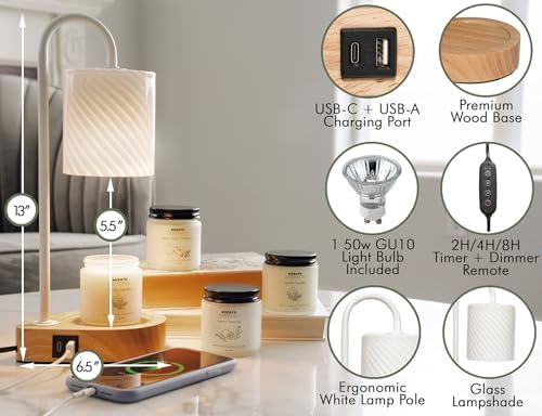 ROZATO Candle Warmer Lamp with 4 Candles Perfect for Home