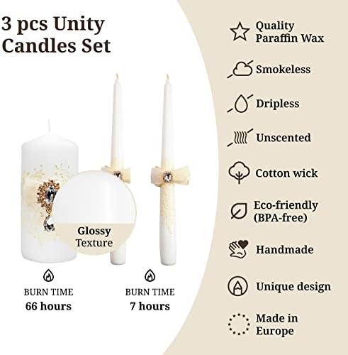 Elegant Big White Unity Candle Set