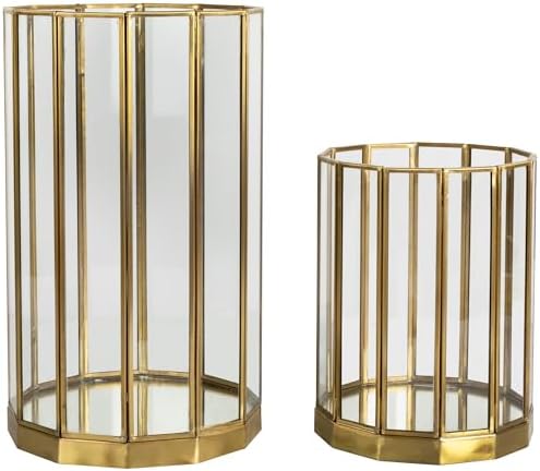 Weatherproof hurricane mirrored candle holders set of 2 in brass 1175 inch