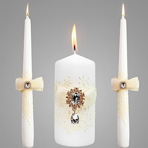 Elegant Big White Unity Candle Set
