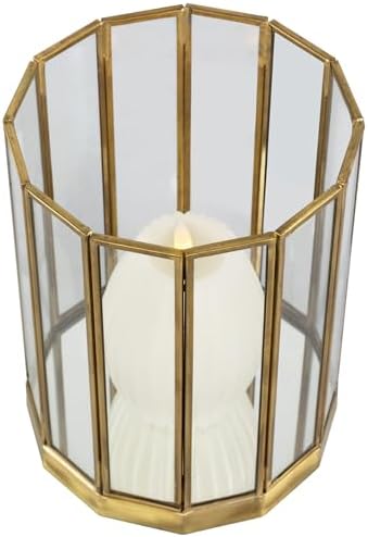 Weatherproof hurricane mirrored candle holders set of 2 in brass 1175 inch