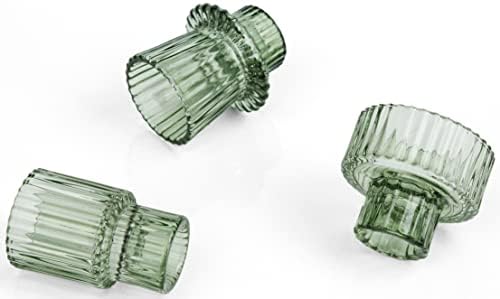 3-Piece Tapered Glass Candlestick Holders for Green Tea Lights