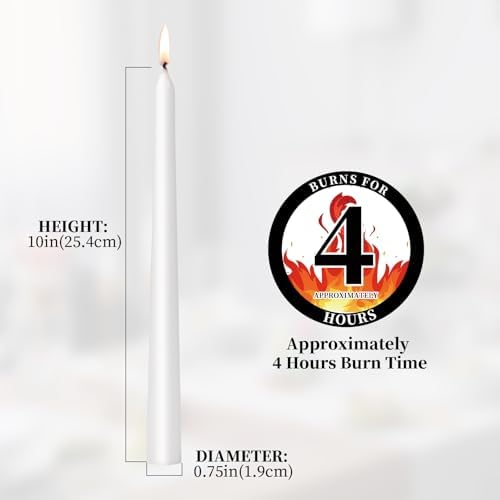 TAL White Unscented Taper Candles 10-Pack