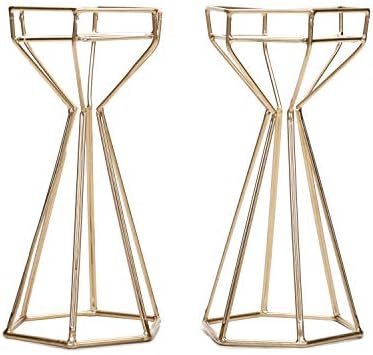 Elegant Gold Wire Candle Holders Set