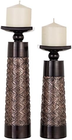 Creative Scents Dublin Brown Pillar Candle Holder Set of 2