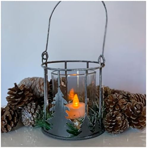 BANBERRY DESIGNS Christmas Tree Basket Candleholder with Pinecone Accents