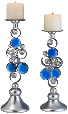 Elegant Candleholder Set 14 16 Silver Vanilla Candles