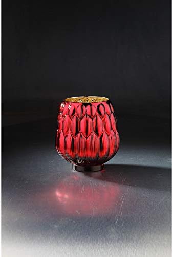 CC Home Furnishings 8 Red Geometric Pattern Glass Pillar Candle Holder