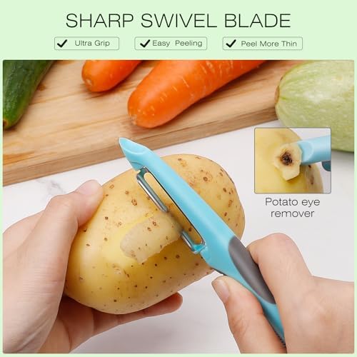 Upgrade Stainless Steel Potato Peeler - 6PCS Kitchen Tool with Easy Peeling Ergonomic Design