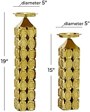 Deco 79 Modern Aluminum Cylinder Candle Holder Set
