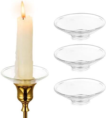 Hewory Glass Bobeches for Candle Drip Catcher