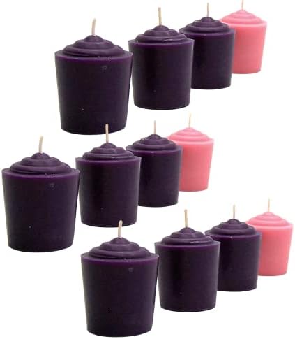 Four Piece Advent Votive Candle Set with 3 Purple and 1 Pink