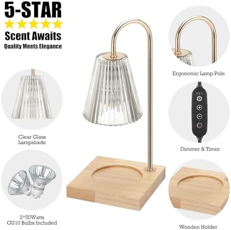 Eco-Friendly Candle Warmer Lamp with Timer 50-Watt Halogen Desk Candle Lighter