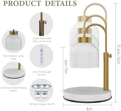 AIKUT Candle Warmer Lamp 2 Bulbs Timer Dimmer for Candles