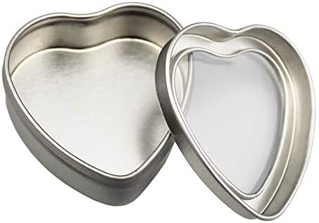14-Pack Heart-Shaped Silver Metal Tins for Candle Making More