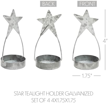Star Tealight Holder Set Galvanized